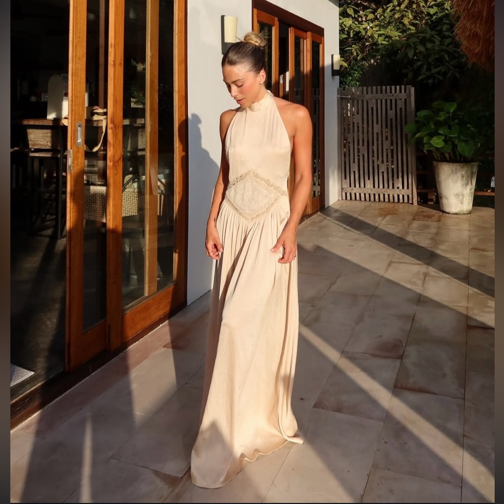 🆕(NWT) ZARA **VIRAL** Embroidered & Sequin Satin Midi/Maxi Dress. Size MEDIUM - Picture 5 of 16